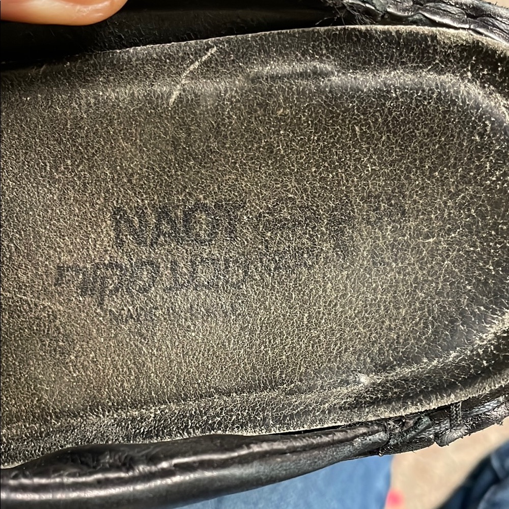 Naot Black Leather wedge Slide Sandals - Picture 5 of 10